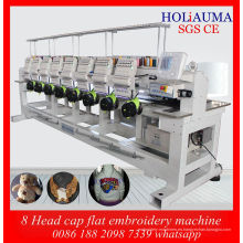 Máquina plana del bordado de la tapa de 8 cabezal / Multi cabezal multifunción automatizaron la máquina del bordado